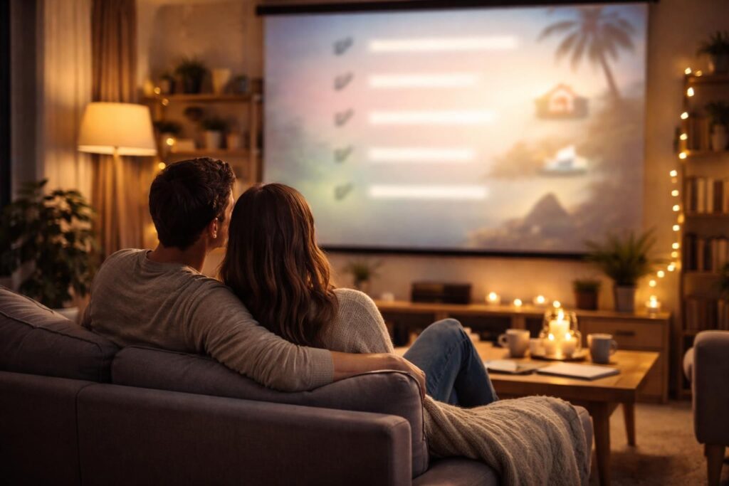 découvrez comment un écran de projection peut inspirer votre couple avec une bucket list projetée ensemble, pour renforcer votre motivation à deux et réaliser vos rêves communs.